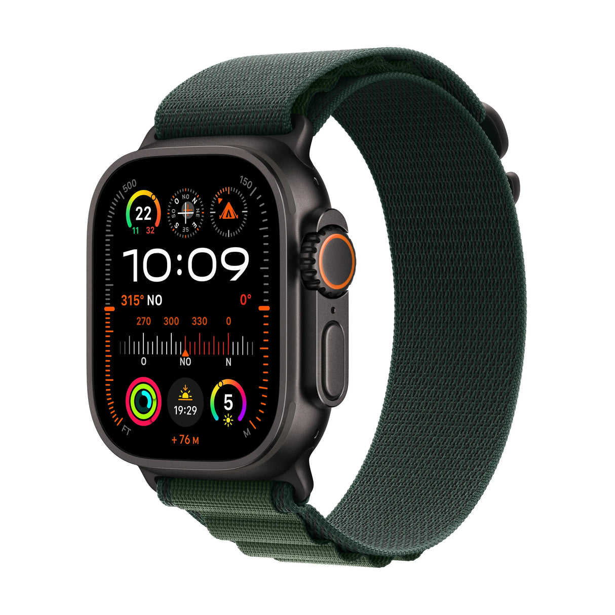 Apple Watch Ultra 2, (2024), LTE, 49mm, Black Titanium, Alpine Loop M, Dark Green Apple- Handy24