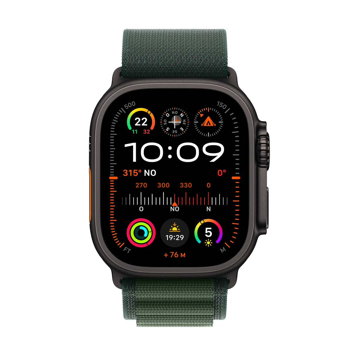 Apple Watch Ultra 2, (2024), LTE, 49mm, Black Titanium, Alpine Loop M, Dark Green Apple- Handy24