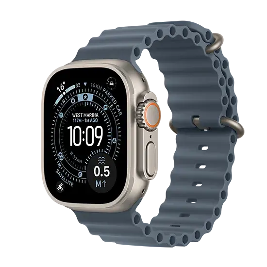 Apple Watch Ultra 3 (2025), 5G, 49mm, Natural Titanium, Ocean Band, Anchor Blue Handy24- Handy24