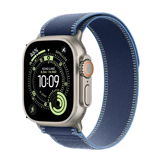 Apple Watch Ultra 3 (2025), 5G, 49mm, Natural Titanium, Trail Loop M/L, Blue/Bright Blue Handy24- Handy24