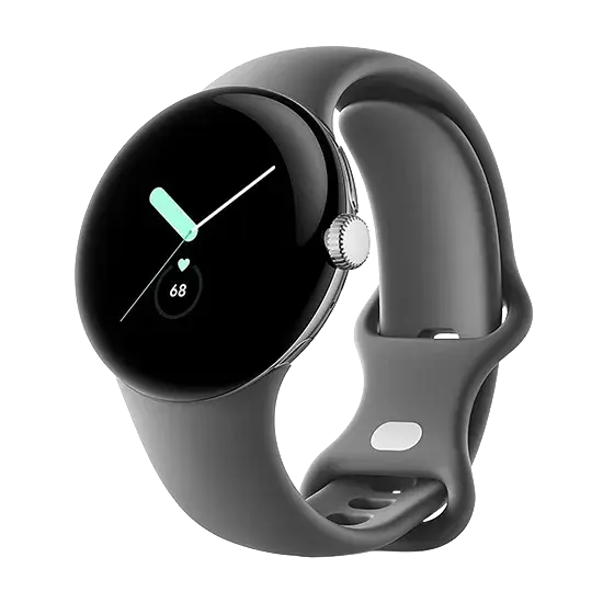 Google Pixel Watch LTE 41mm Polished Silver Case with Sport Band - Charcoal
