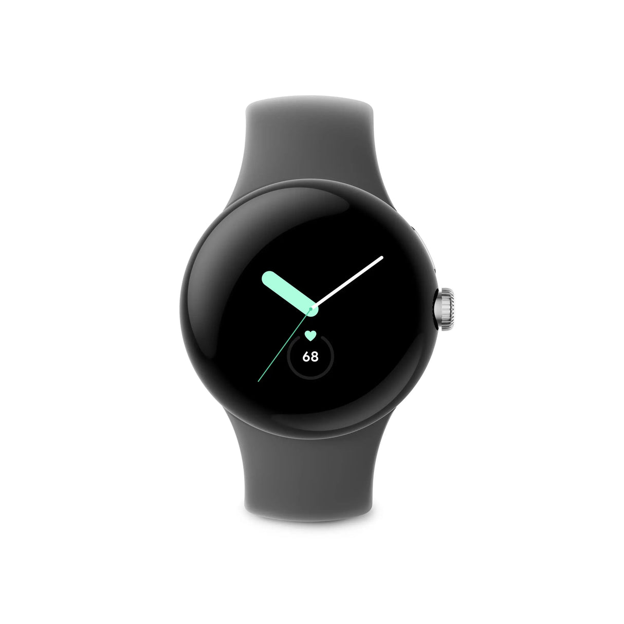 Google Pixel Watch WiFi 41mm Polished Silver Case with Sport Band - Charcoal