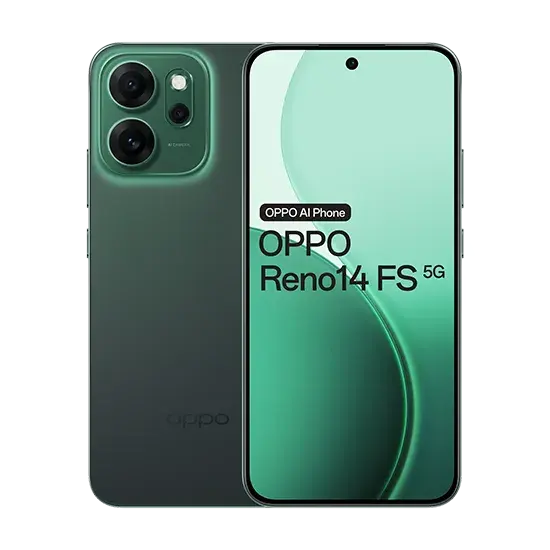 Oppo Reno14 FS, 5G, Dual Sim, 12GB RAM, 512GB, Luminous Green Handy24- Handy24