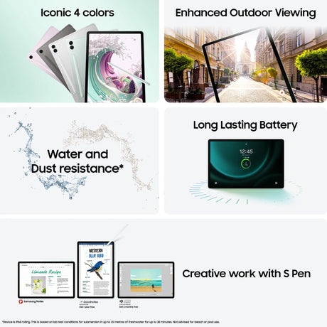 Samsung Galaxy Tab S9 FE+,  SM-X610, 31,5 cm (12.4"), 2560 x 1600 Pixel, 128 GB, 8 GB, Android 13, Grün Handy24- Handy24