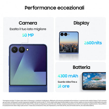 Samsung Galaxy Z Flip7, 17,3 cm (6.8"), 2520 x 1080 Pixel, 12 GB, 512 GB, 50 MP, Blau Handy24- Handy24