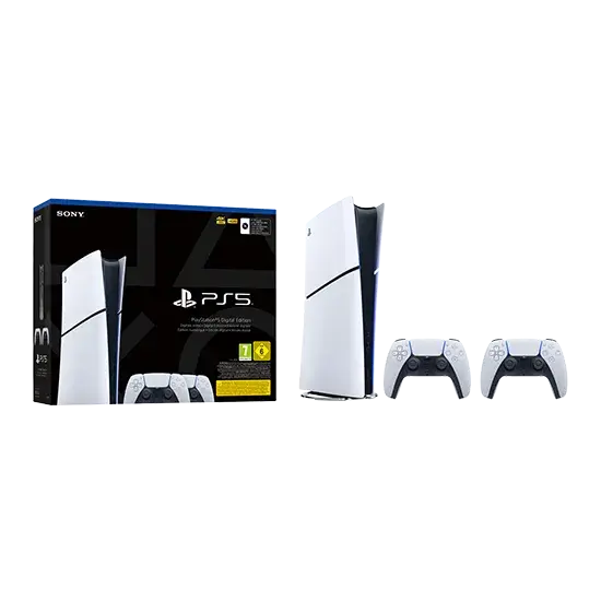 Sony Playstation 5 Slim, Digital Edition, 1TB, inkl. 2 Dualsense Controller, Weiß Handy24- Handy24