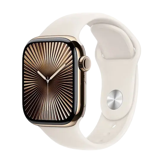 Watch Apple Watch Series 10 GPS + Cellular 46mm Gold Titanium case with Sport Band M/L - Starlight