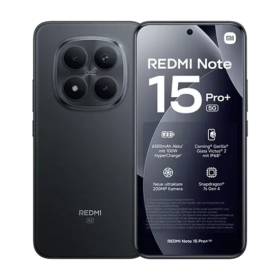 Xiaomi Redmi Note 15 Pro+, 5G, Dual Sim, 12GB RAM, 512GB, Schwarz Handy24- Handy24