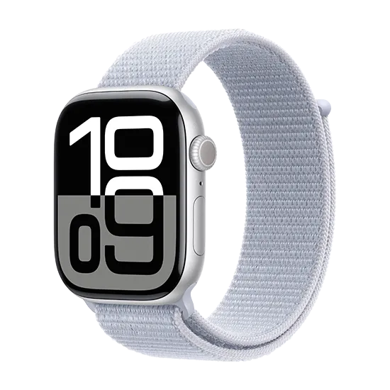 Watch Apple Watch Series 10 GPS 46mm Silver Aluminium Case, Sport Loop - Blue Cloud