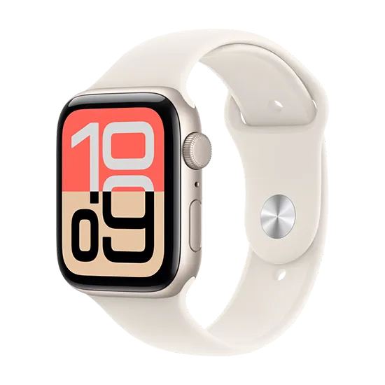 Apple Watch SE 3 (2025), GPS, 44mm, Starlight Aluminium Case, Sport Band M/L, Starlight