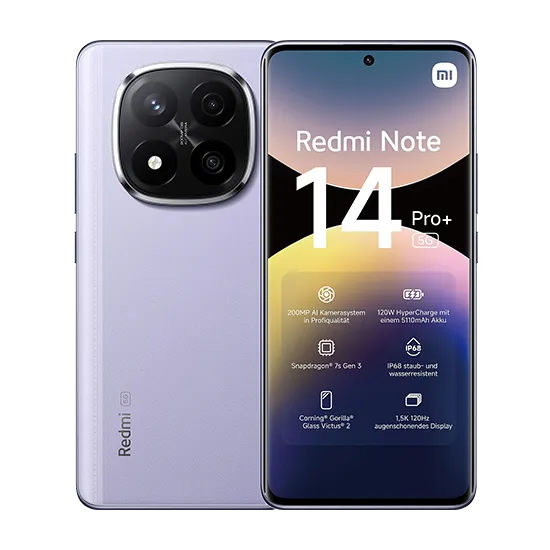 Xiaomi Redmi Note 14 Pro+ 5G Dual Sim 12GB RAM 512GB - Lila