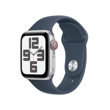 Apple Watch SE (2023), LTE, 40mm, Silver Aluminium Case, Sport Band S/M, Storm Blue Handy24- Handy24