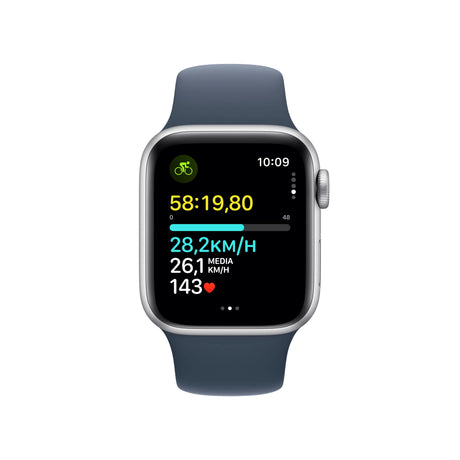 Apple Watch SE (2023), LTE, 40mm, Silver Aluminium Case, Sport Band S/M, Storm Blue Handy24- Handy24