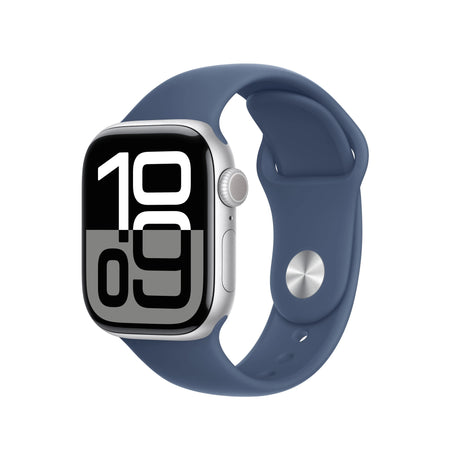 Apple Watch Series 10 42mm Silver Aluminium Case, Sport Band S/M Denim, OLED, 64 GB, GPS Apple- Handy24