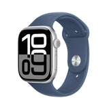 Apple Watch Series 10 GPS 46mm Silver Aluminium Case, Sport Band M/L - Denim