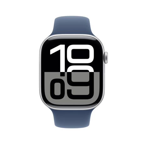 Apple Watch Series 10 GPS 46mm Silver Aluminium Case, Sport Band S/M - Denim