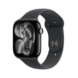 Apple Watch Series 11 (2025) GPS 46mm Jet Black Aluminium Case with Black Sport Band S/M - Black