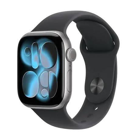 Apple Watch Series 11 (2025). GPS, 42mm, Space Grey Aluminium Case, Sport Band S/M, Schwarz