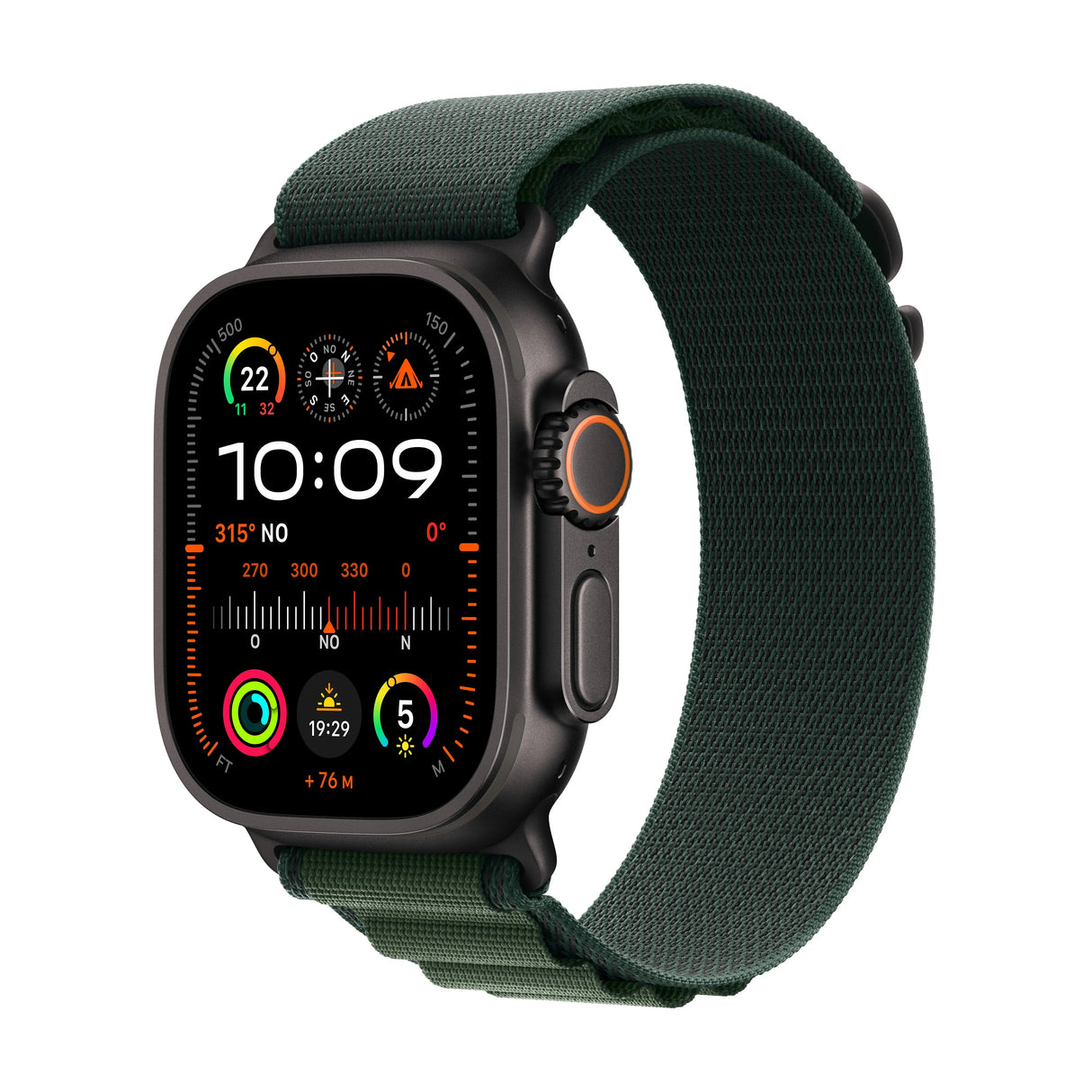 Apple Watch Ultra 2 (2024), LTE, 49mm, Black Titanium Case, Alpine Loop L,  Dark Green Handy24- Handy24
