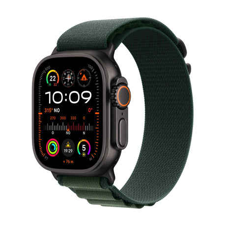 Apple Watch Ultra 2, (2024), LTE, 49mm, Black Titanium, Alpine Loop M, Dark Green Apple- Handy24