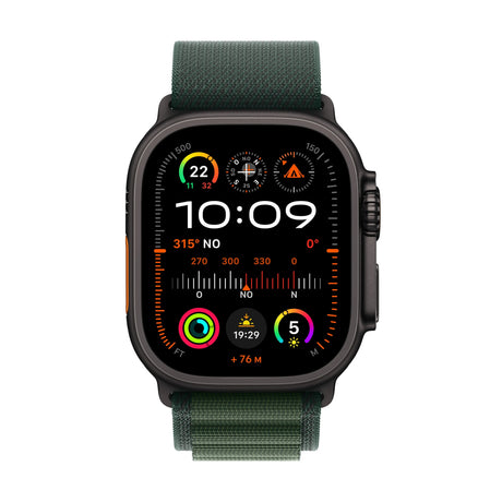 Apple Watch Ultra 2, (2024), LTE, 49mm, Black Titanium, Alpine Loop M, Dark Green Apple- Handy24