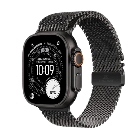 Apple Watch Ultra 3 (2025), 5G, 49mm, Black Titanium Case, Black Titanium Milanese Loop M, Schwarz