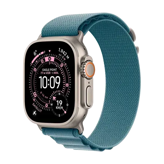 Apple Watch Ultra 3 (2025), 5G, 49mm, Natural Titanium Case, Alpine Loop M, Light Blue
