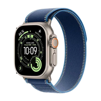 Apple Watch Ultra 3 (2025), 5G, 49mm, Natural Titanium Case, Trail Loop S/M, Blue/Bright Blue