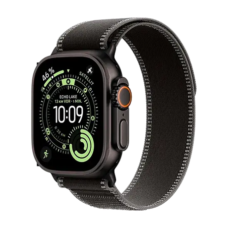 Apple Watch Ultra 3, 5G, 49mm, Black Titanium, Trail Loop S/M, Black/Charcoal Handy24- Handy24