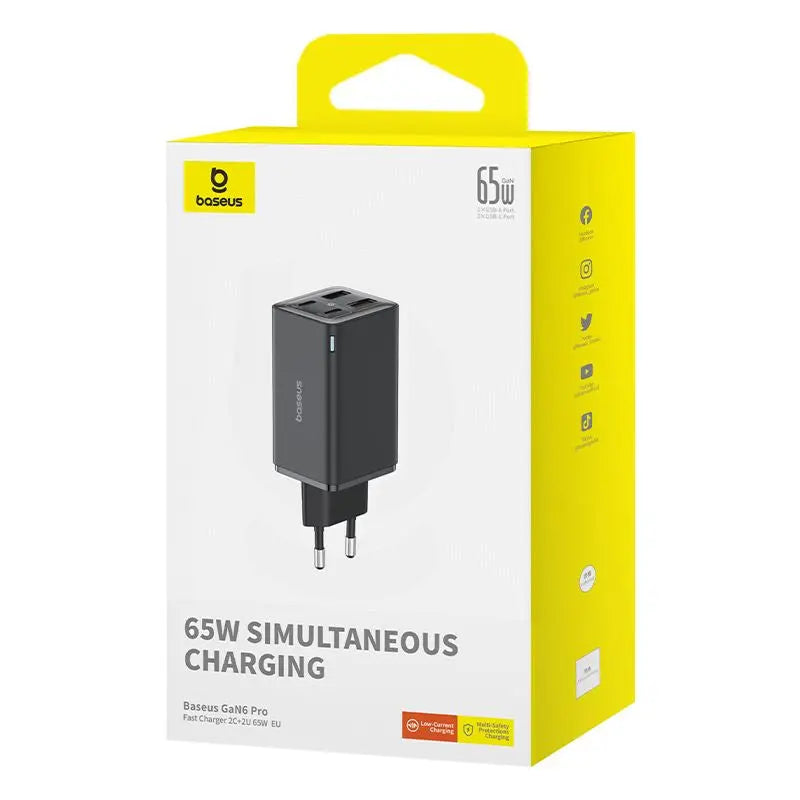 Baseus 65W Pro Fast Charger GaN6 -  Schwarz Handy24- Handy24