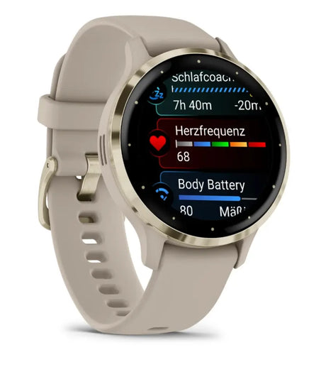 Garmin Venu 3S, 3,05 cm (1.2"), AMOLED, Touchscreen, WLAN, GPS, 40 g, French Grey/Softgold Handy24- Handy24