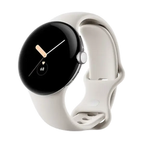 Google Pixel Watch 41mm, Poliertes Silber, Chalk Armband, LTE