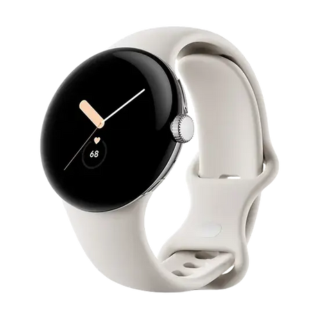 Google Pixel Watch 41mm, Poliertes Silber, Chalk Armband, LTE