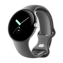 Google Pixel Watch LTE 41mm Polished Silver Case with Sport Band - Charcoal