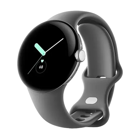 Google Pixel Watch LTE 41mm Polished Silver Case with Sport Band - Charcoal