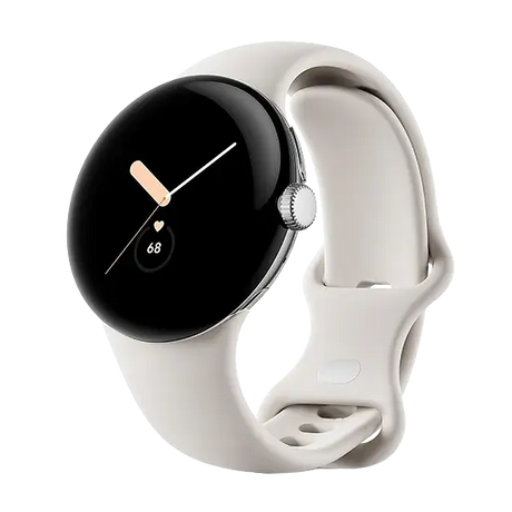 Google Pixel Watch WiFi 41mm Polished Silver Case with Sport Band - Chalk