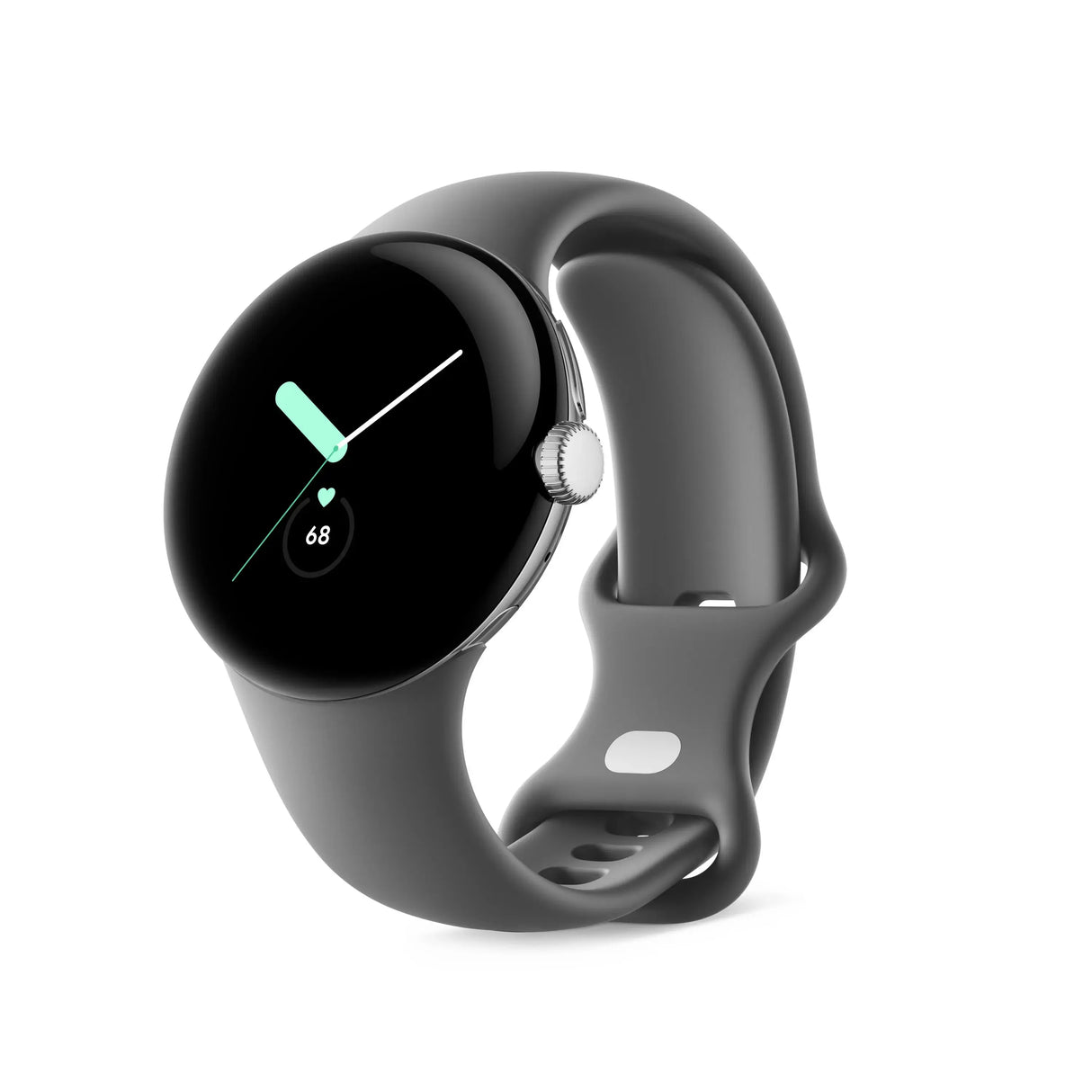 Google Pixel Watch WiFi 41mm Polished Silver Case with Sport Band - Charcoal
