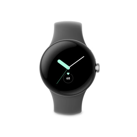 Google Pixel Watch WiFi 41mm Polished Silver Case with Sport Band - Charcoal