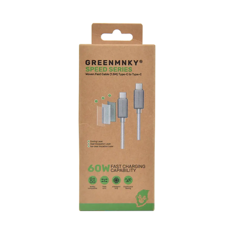 GreenMNKY - Speed Series USB C PD 60W gewebtes Kabel (1,5m) Greenmnky- Handy24