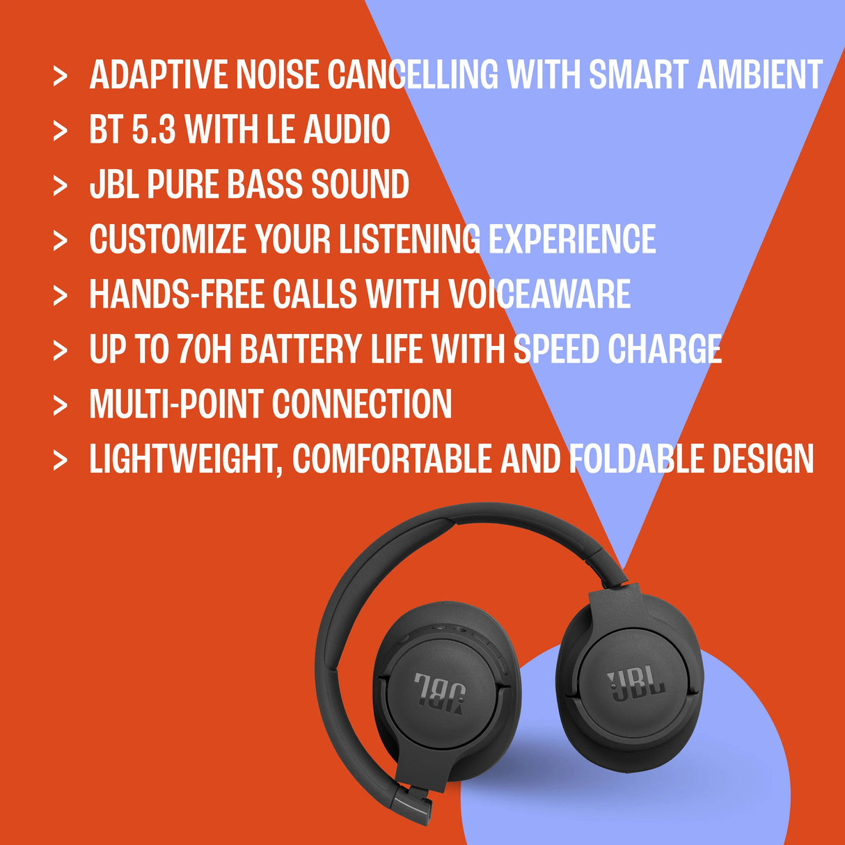 JBL Tune 770NC, Verkabelt & Kabellos, Anrufe/Musik, 20 - 20000 Hz, 232 g, Kopfhörer, Schwarz Handy24- Handy24