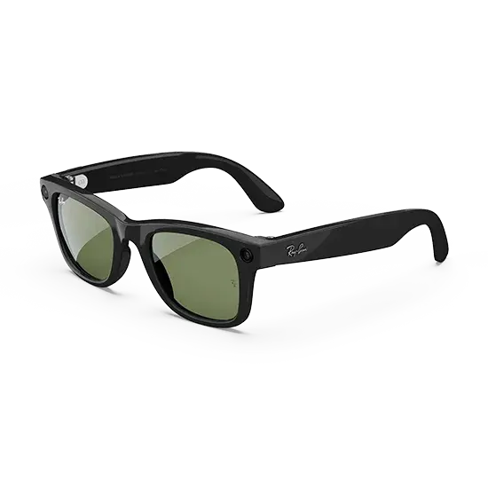 Ray-Ban Meta Wayfarer Gen1 AI Glasses - Matte Black/Clear to Graphite Green