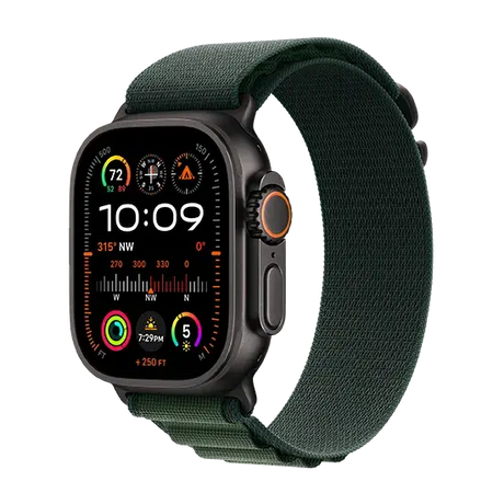 Watch Apple Watch Ultra 2 (2024) LTE 49mm Black Titanium Case with Alpine Loop S - Dark Green Handy24- Handy24