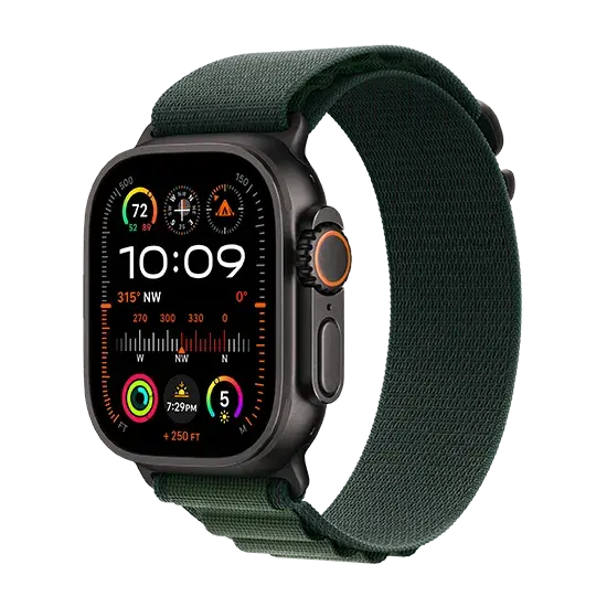 Watch Apple Watch Ultra 2 (2024) LTE 49mm Black Titanium Case with Alpine Loop S - Dark Green Handy24- Handy24