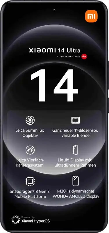 Xiaomi 14 Ultra 5G, 17,1 cm (6.73"), 3200 x 1440 Pixel, 16 GB, 512 GB, 50 MP, Schwarz Xiaomi- Handy24