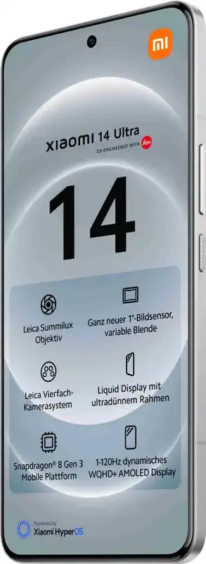 Xiaomi 14 Ultra 5G, 17,1 cm (6.73"), 3200 x 1440 Pixel, 16 GB, 512 GB, 50 MP, Weiß Xiaomi- Handy24