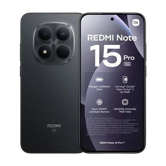 Xiaomi Redmi Note 15 Pro, 5G, Dual Sim, 8GB RAM, 256GB, Schwarz Handy24- Handy24