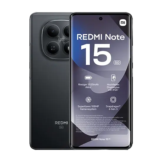Xiaomi Redmi Note 15, 5G, Dual Sim, 8GB RAM, 256GB, Schwarz Handy24- Handy24