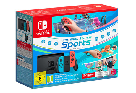 Nintendo Switch-Konsole (neon-blau/neon-rot) – Switch Sports-Set + Switch Online – 12-monatige (365-tägige) Einzelmitgliedschaft, Nintendo Switch, NVIDIA Custom Tegra, 768 MHz, 4000 MB, Blau, Grau, Rot, Analog / Digital