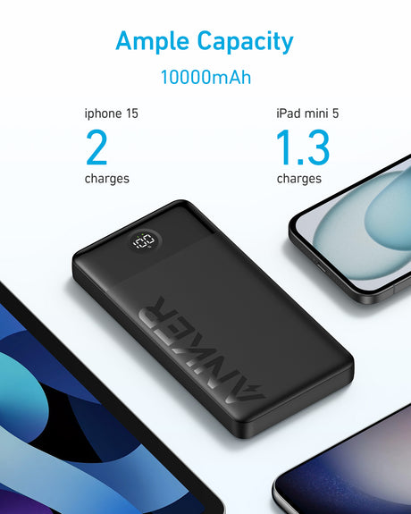 Anker Innovations Anker PowerCore 10K, Powerbank, 10000 mAh, 5 V, 12 W, Schwarz