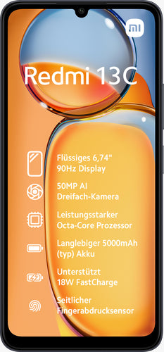 Xiaomi Redmi 13C 4G, 17,1 cm (6.74"), 4 GB, 128 GB, 50 MP, Android 13, Schwarz